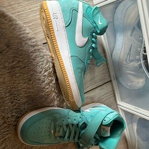 High top teal Air Force ones
